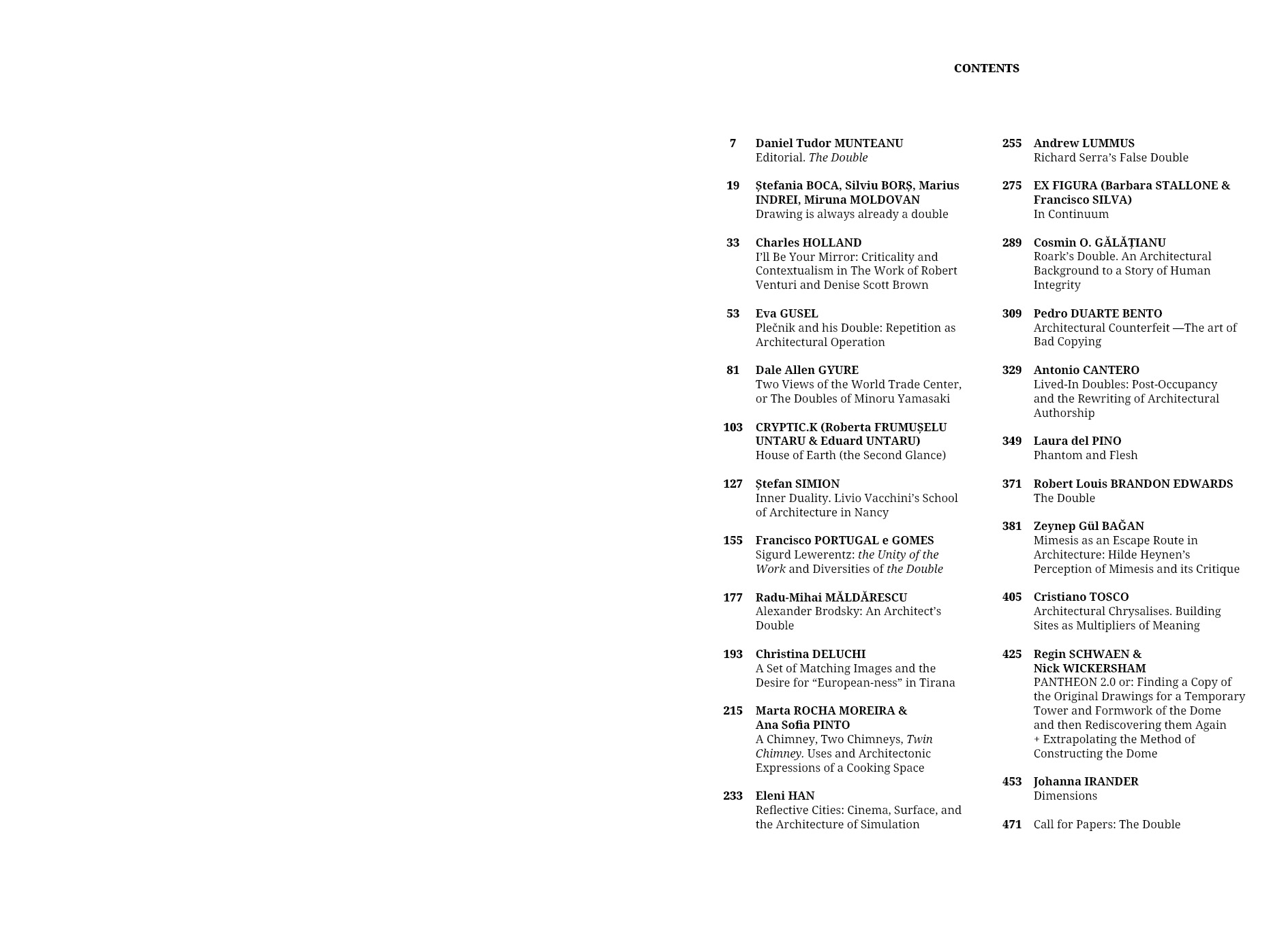 COTAA – COLLECTION OF TEXTS ABOUT ARCHITECTURE nr. 2/2025 The Double – REVISTA COTAA S.R.L. 