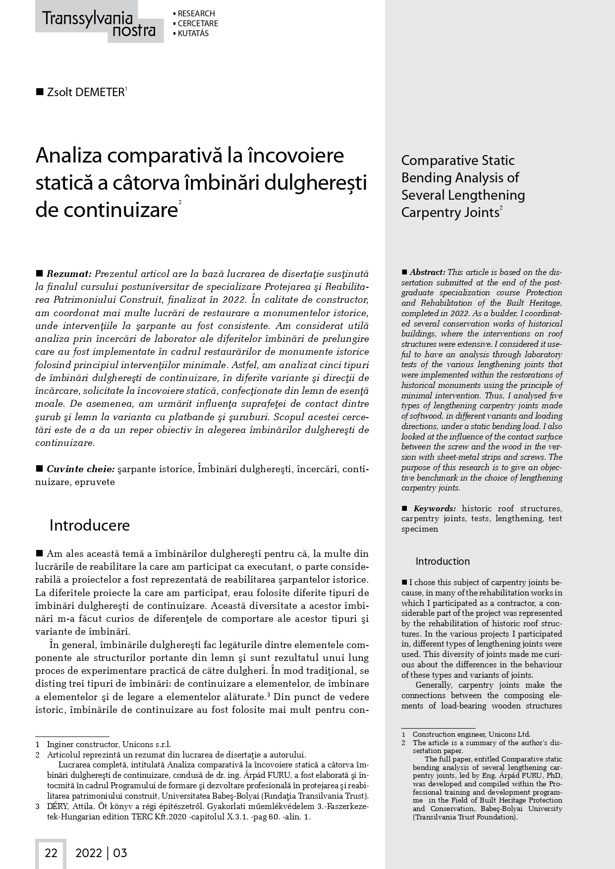 Revista Transsylvania Nostra, numerele 2 și 3, 2022 – Fundația Transsylvania Nostra