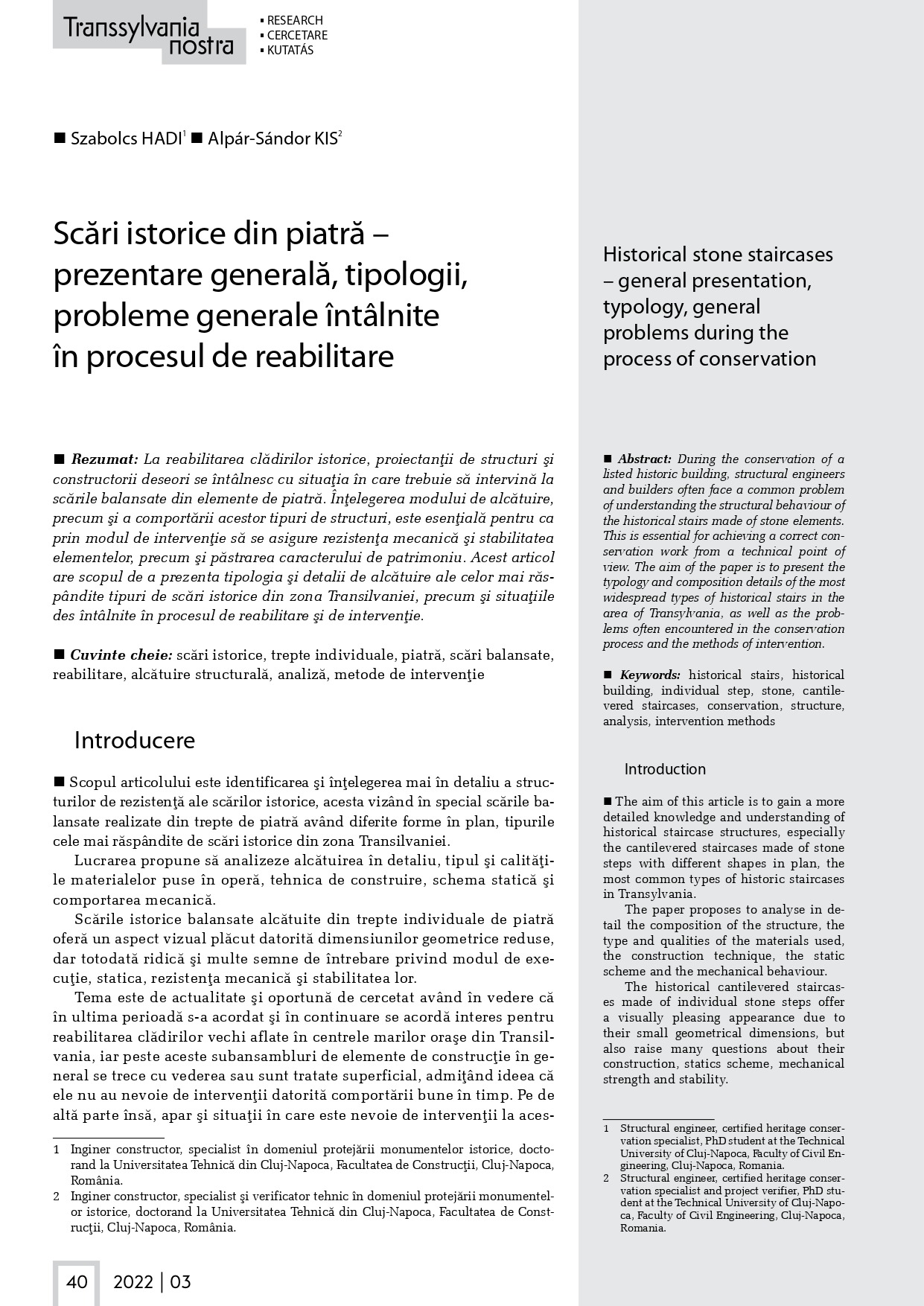 Revista Transsylvania Nostra, numerele 2 și 3, 2022 – Fundația Transsylvania Nostra